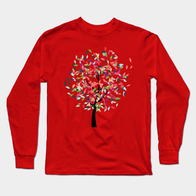 Tree with colorful leaves Long Sleeve T-Shirt by AnnArtshock